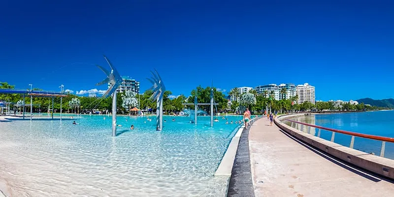 The Cairns Esplanade lagoon, looking north along the waterfront